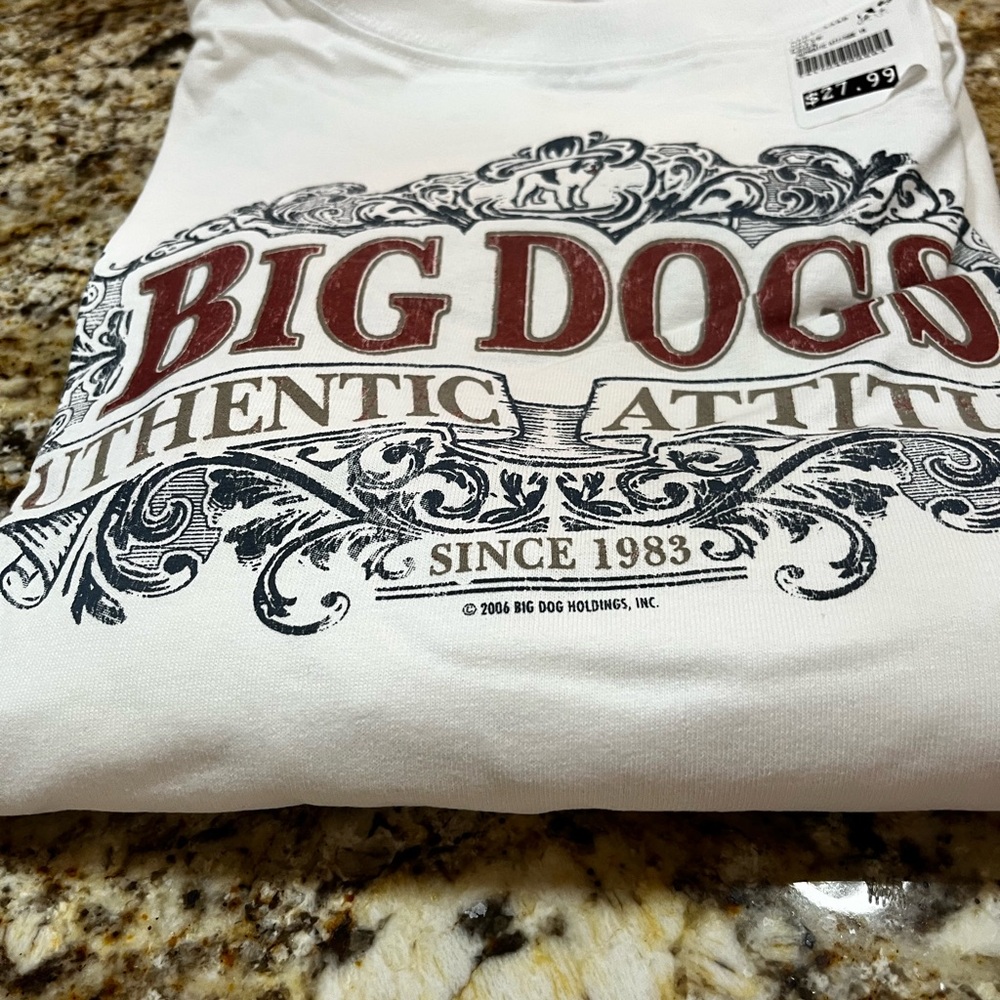 Big Dogs White and Red Graphic Dog T-Shirt